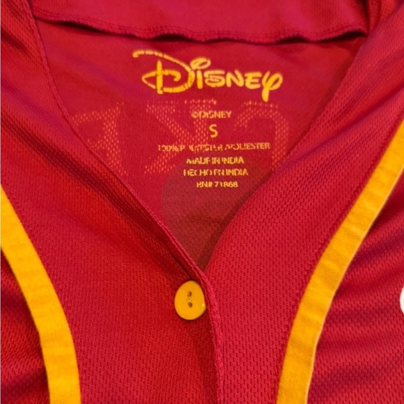 Disney Mickey Mouse Baseball Jersey #28 Womens S Red Button Down Short Sleeve - Picture 3 of 6